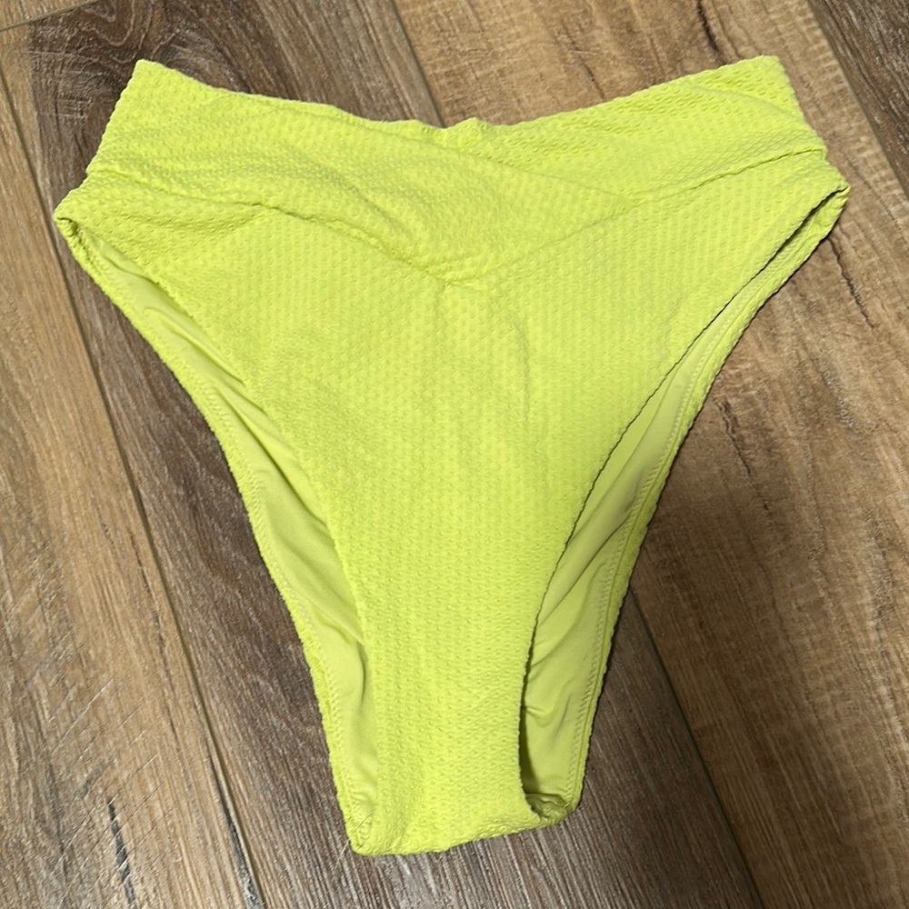 Aerie Neon Yellow/Green High-Cut Cheeky Bikini Bottom